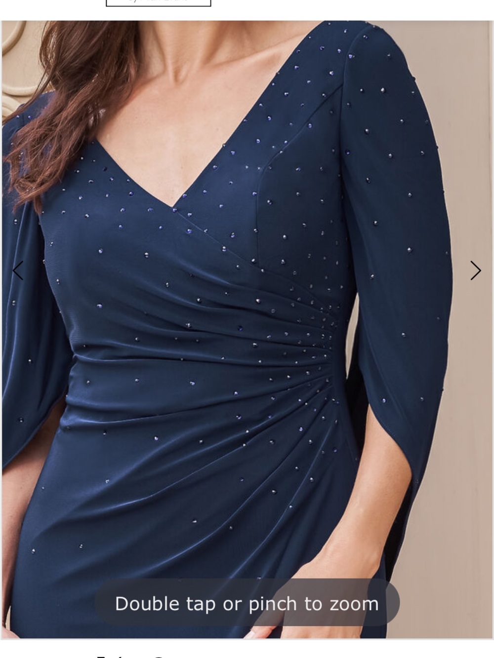 Beaded Navy V-Neck Ruched Maxi Dress